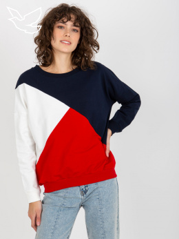 Granatowo-czerwona damska bluza basic bez kaptura 00057
