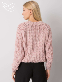 Jasnoróżowy sweter damski z dzianiny 00099
