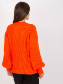 Pomarańczowy sweter oversize z okrągłym dekoltem 00097