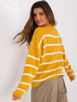 Sweter oversize w paski z domieszką wełny 00102