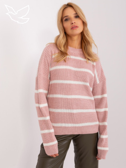 Sweter oversize w paski z domieszką wełny 00102